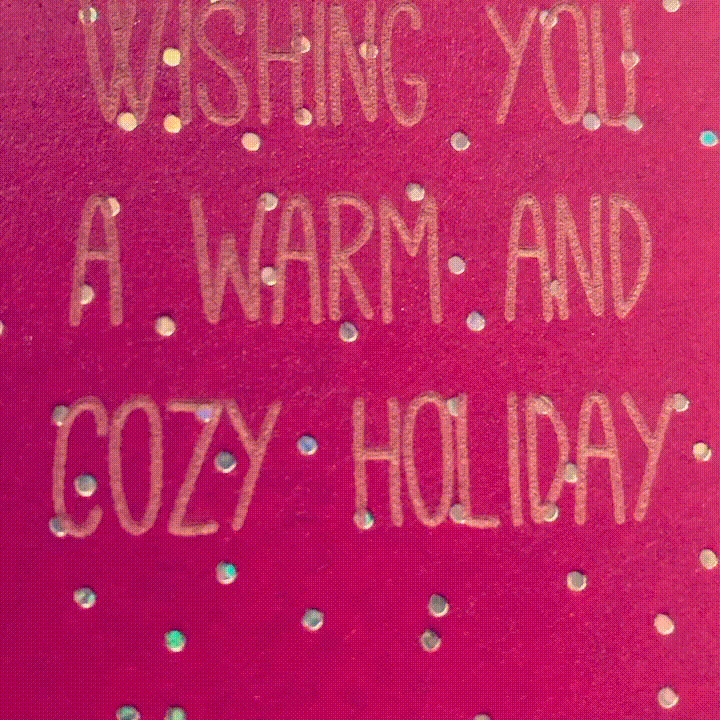 Laser engraved greeting on Christmas card insert